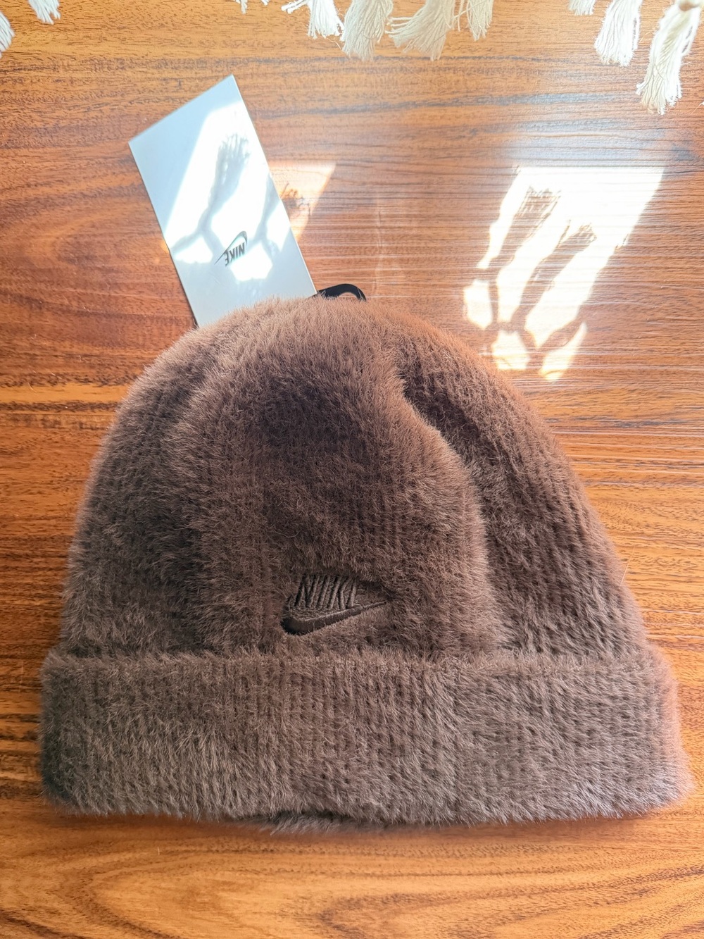 NWT Brown Fuzzy Nike Beanie